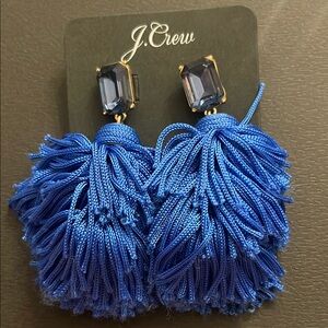 J. Crew Layered Blue Fringe Earrings